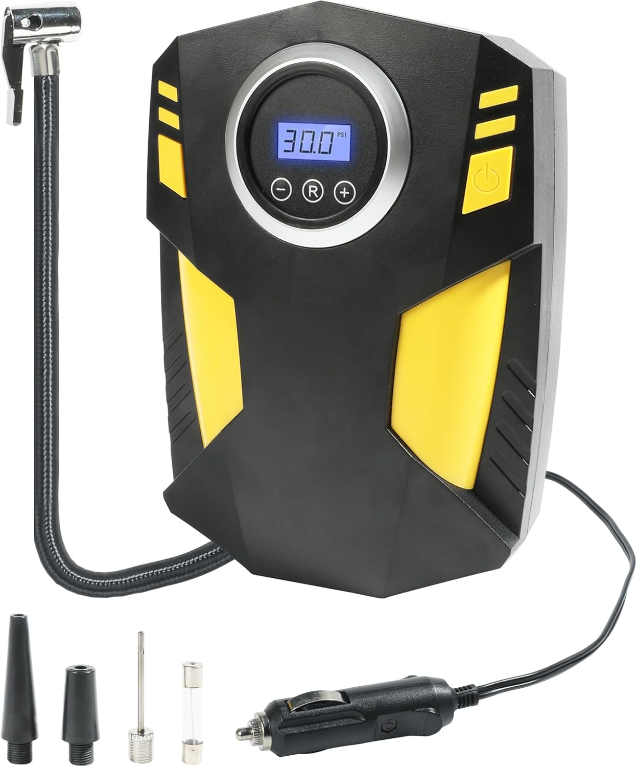 SUJADE Portable Tire Inflator - 150 PSI Digital Gauge & LED Flasher