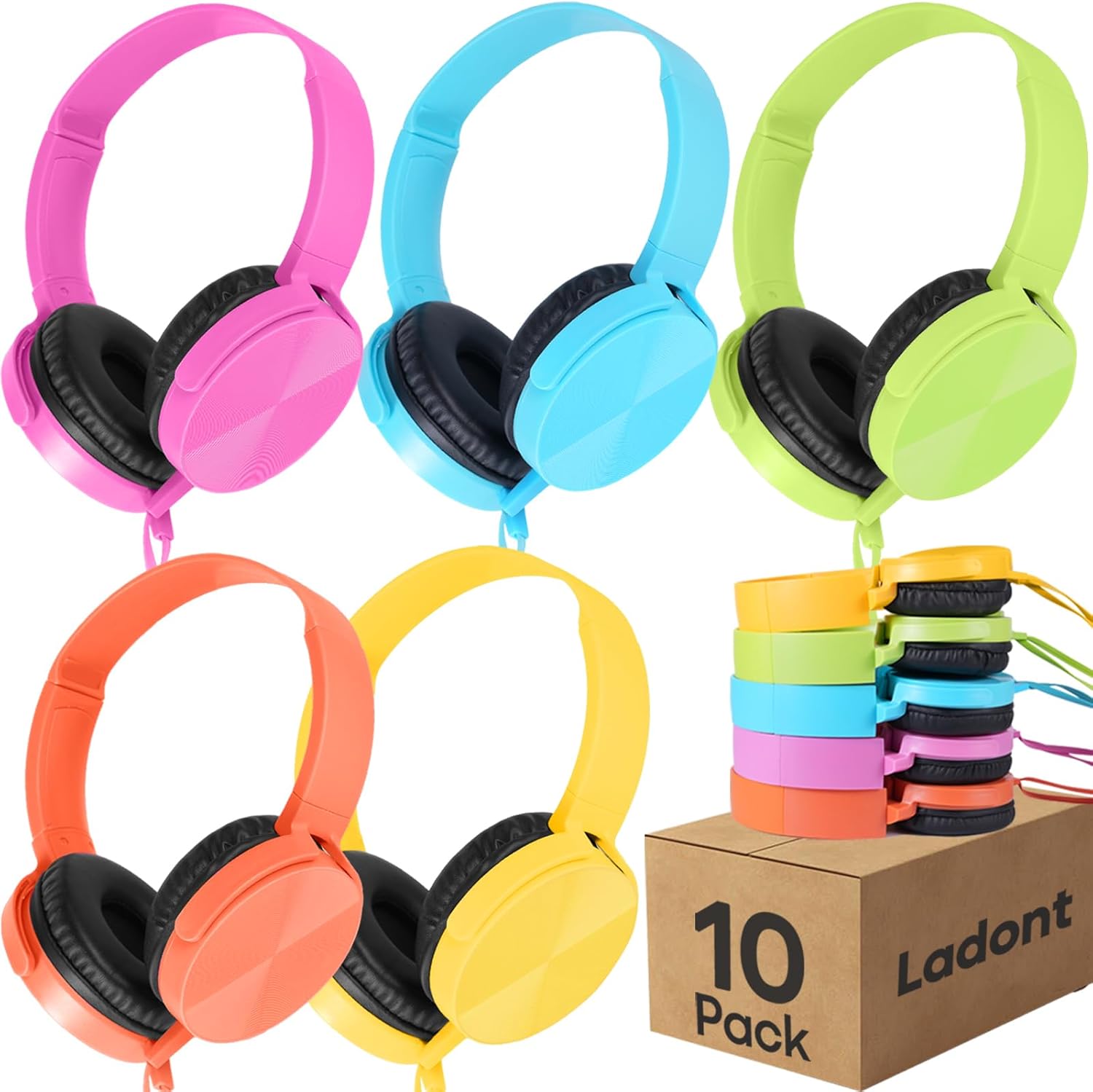 Affordable Classroom Headphones for Students K-12 - 10 Pack