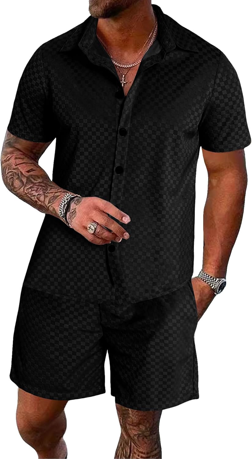 UOUA Mens Velour Tracksuit 2 Piece Outfits for Casual Wear