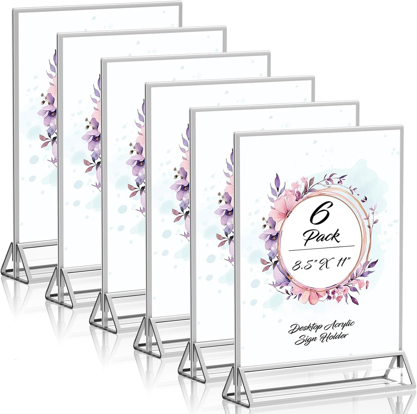 Clear Acrylic Sign Holder 8.5X11 with Silver Borders for Displays