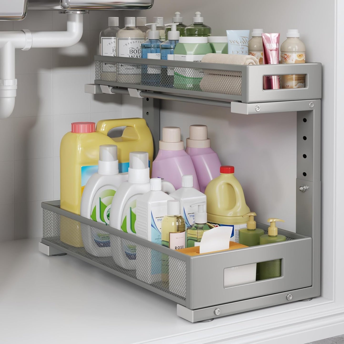 17IN Depth Under Sink Storage Organizer for Kitchen and Bathroom