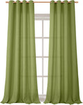 Faux Linen Curtains 95 in Olive Green - Light Filtering Privacy