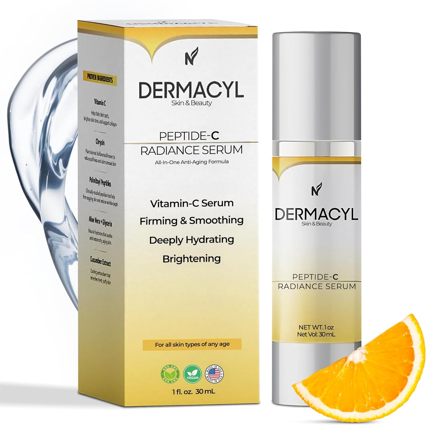 Vitamin C Serum for Face with Peptides and Hyaluronic Acid