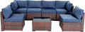 7 Piece Outdoor Furniture Set PE Rattan Patio Conversation Set
