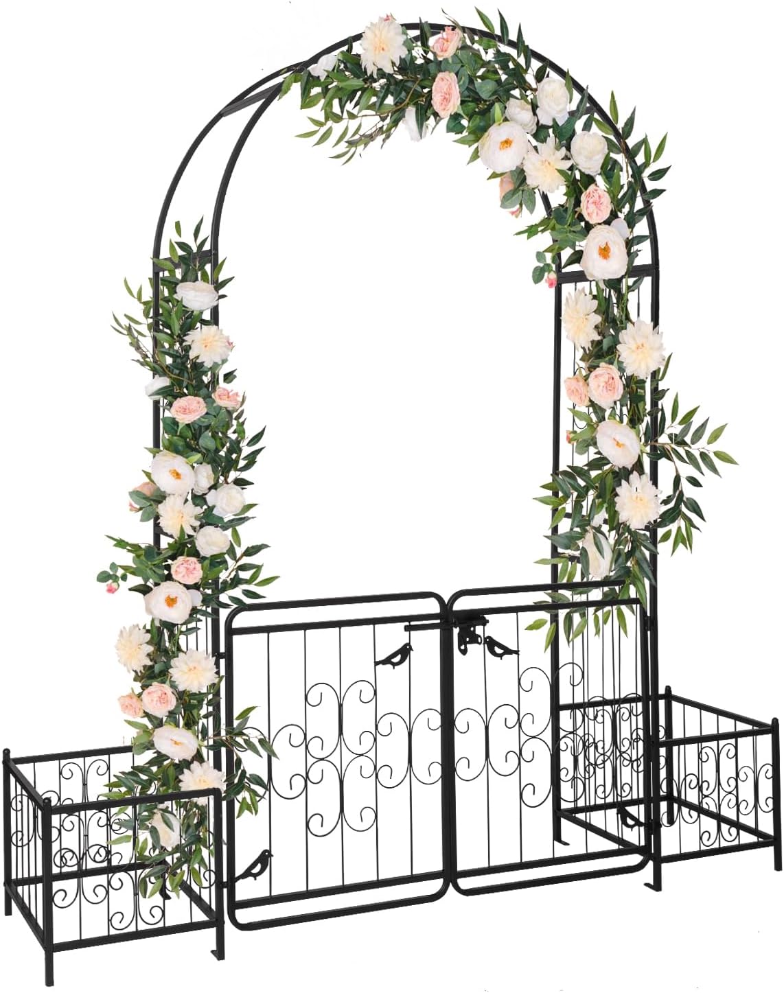 Outvita 7FT Garden Arch Arbor with Entry Door for Climbing Plants