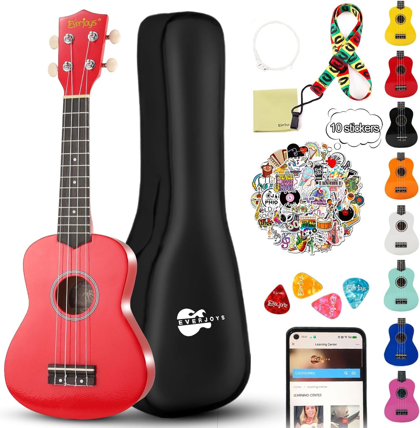 Soprano Ukulele Beginner Kit for Kids and Adults - 21 Inch