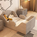 Toddler Bed Round with Rail and Upholstered Design for Kids