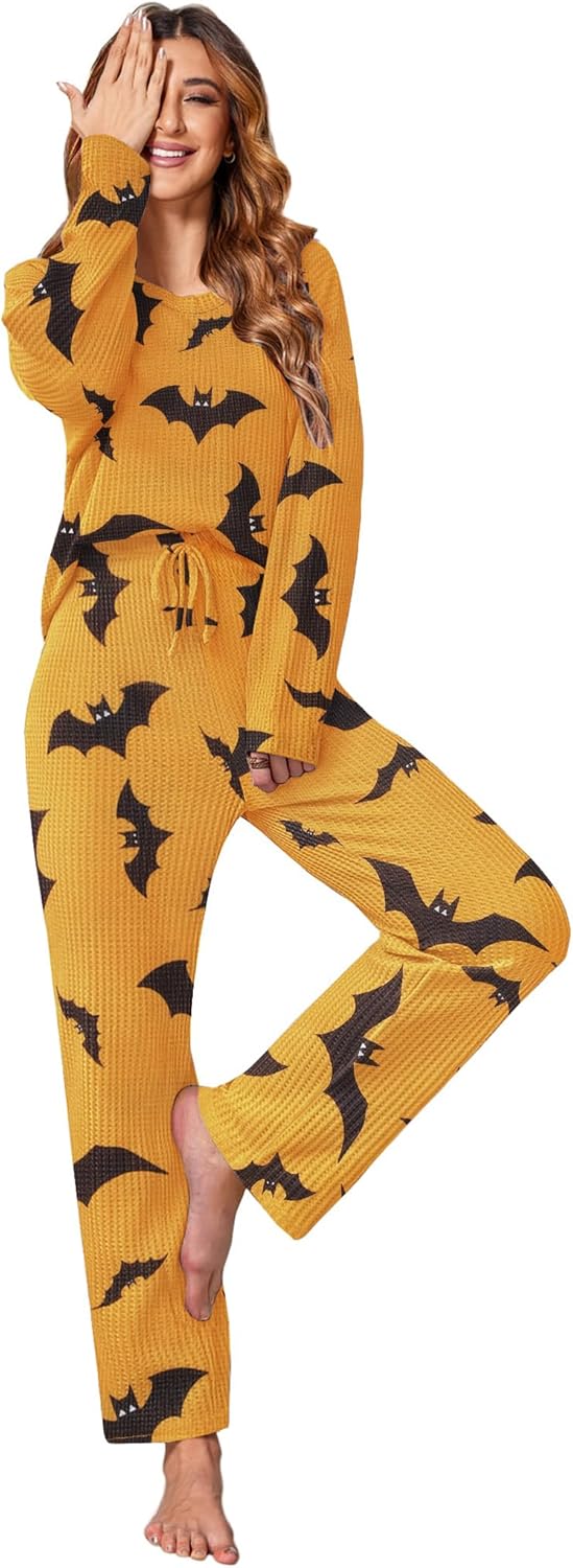 Ekouaer Women's Waffle Knit Pajama Sets for Cozy Comfort