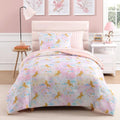Twin Comforter Set with Sheets for Girls - Pink Gold Unicorn Twin