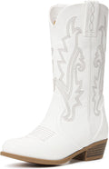 Girls Kids Western Boots Embroidered Cowgirl Mid Calf Riding Shoes