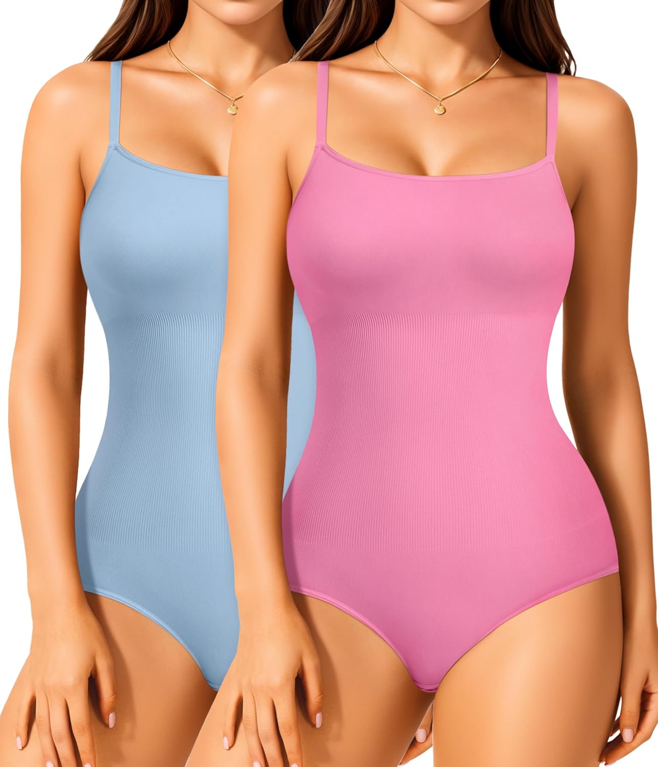 Irisnaya 2-Pack Shapewear Bodysuits for Women Tummy Control
