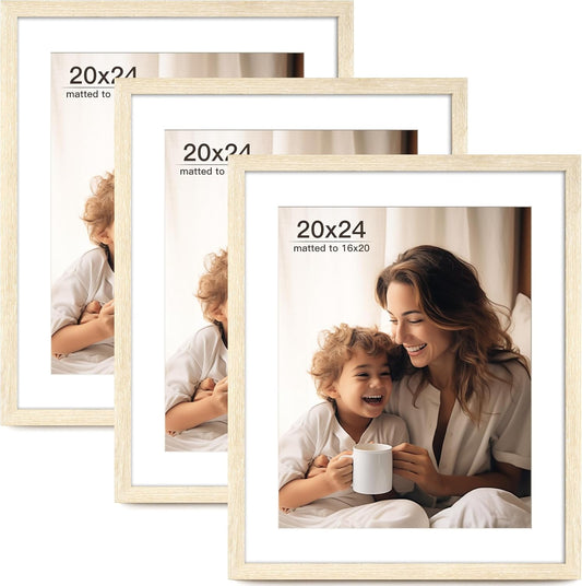 20x24 Picture Frame Set of 3 with Mat for 16x20 Photos