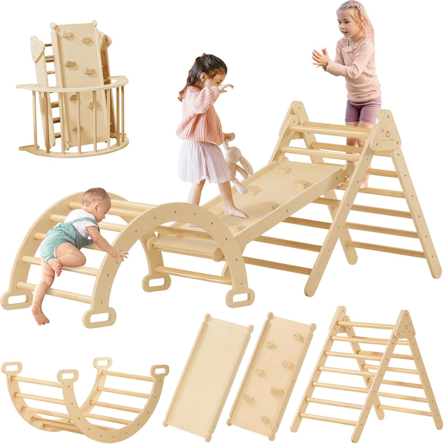 Foldable 7-in-1 Pikler Triangle Set - Indoor Jungle Gym for Toddlers