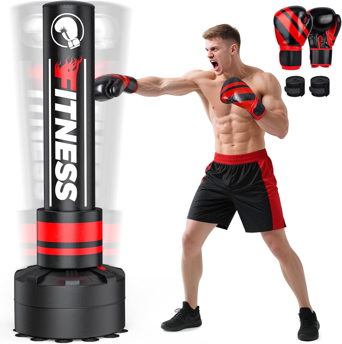 Heavy Boxing Bag with Stable Base for Home Gym Training 67in
