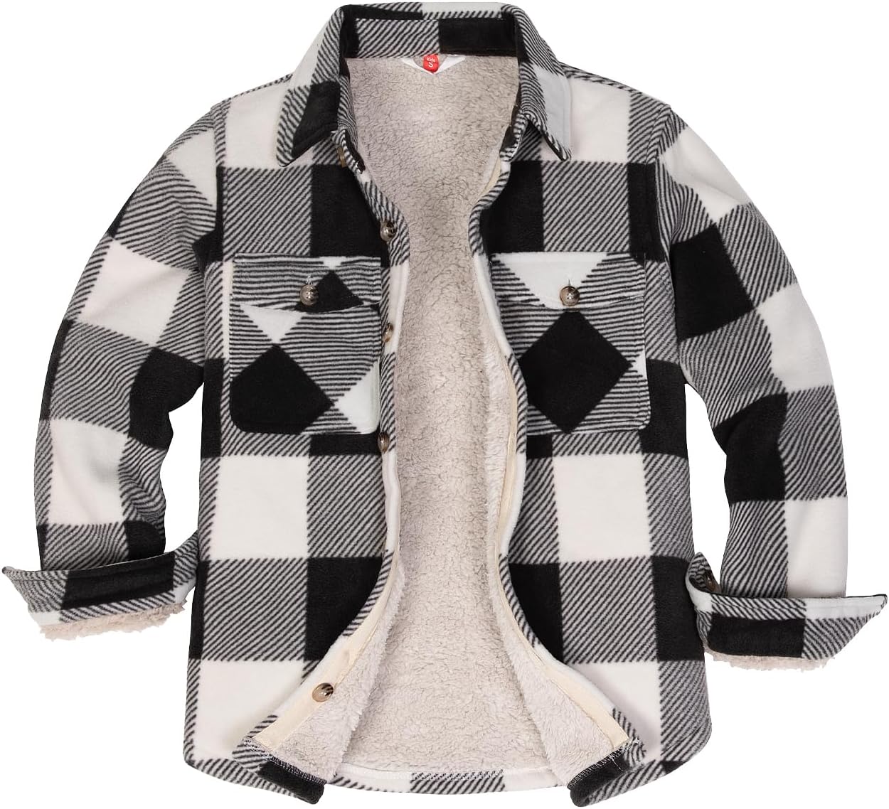 Boys Warm Sherpa Lined Buffalo Plaid Fleece Shirt Jacket