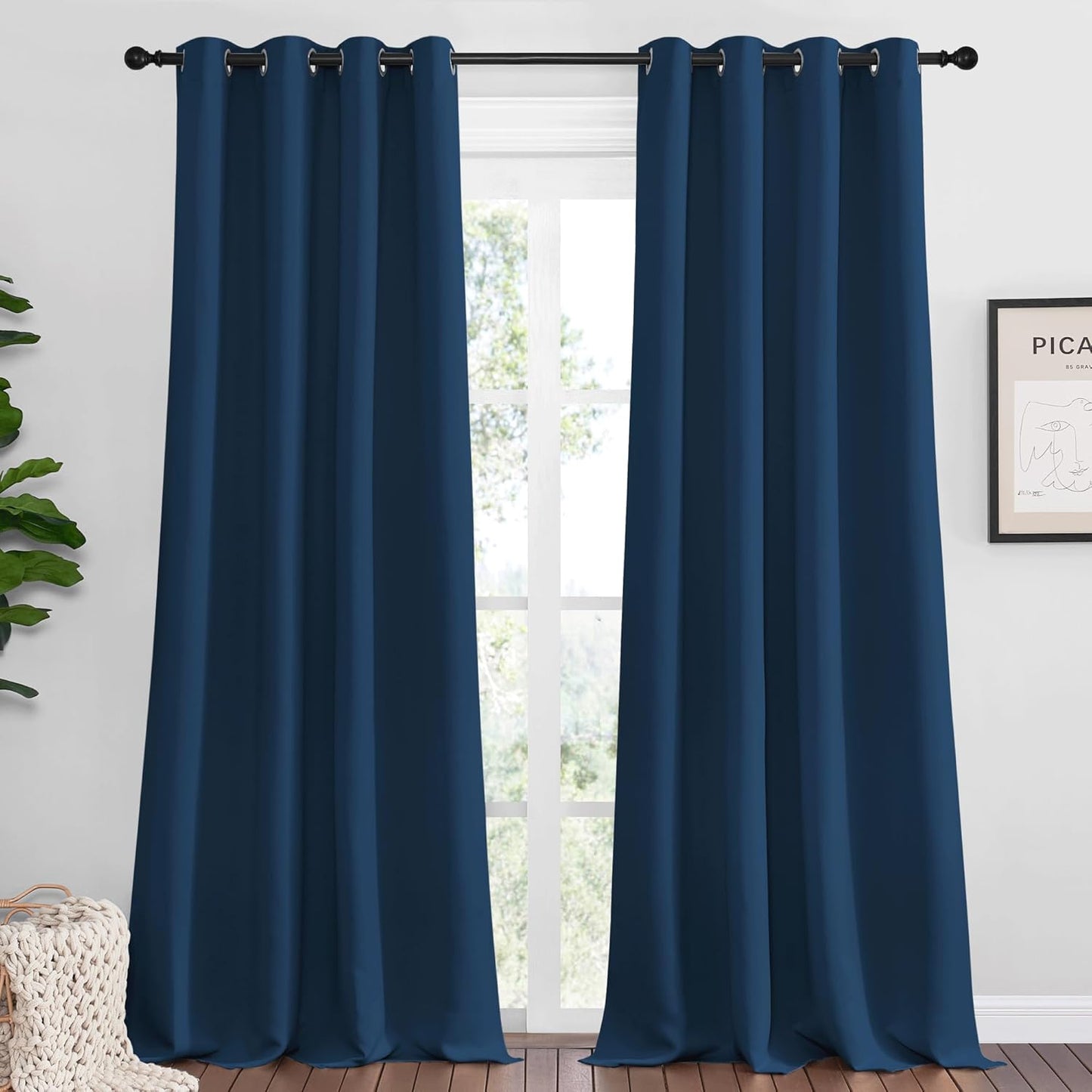 NICETOWN Moroccan Blue Blackout Curtains for Modern Decor