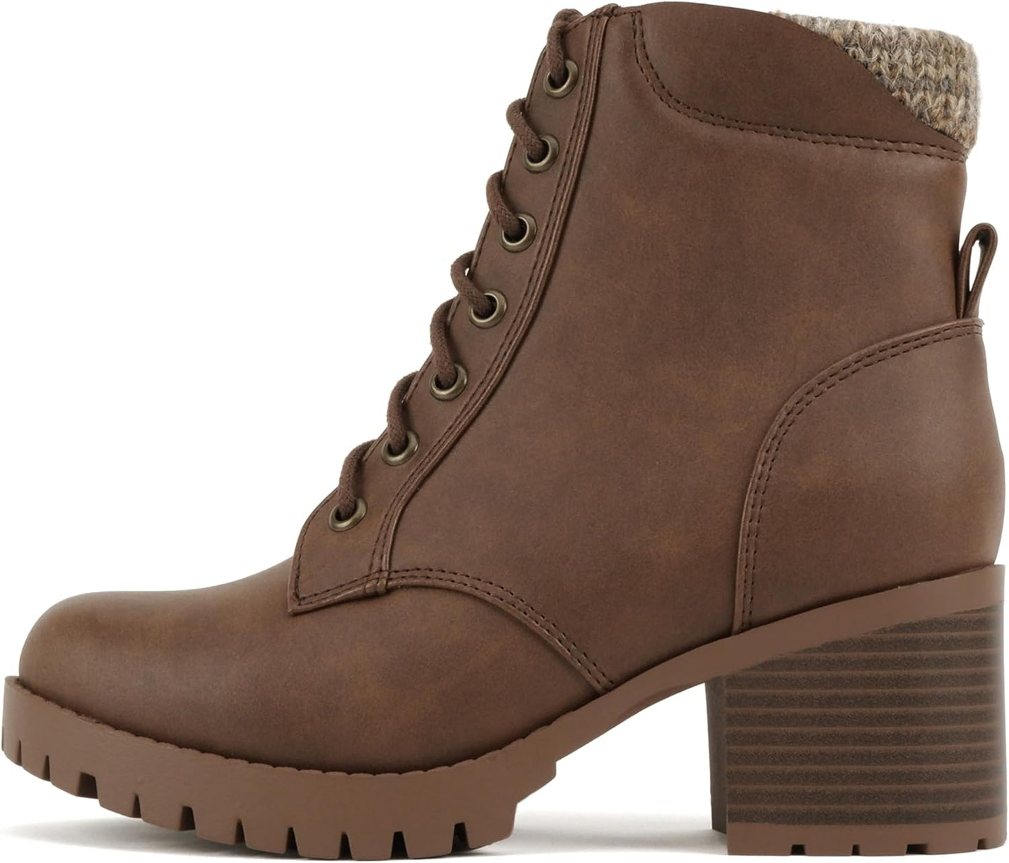 Soda Chunky Heel Combat Ankle Boot with Side Zipper Style