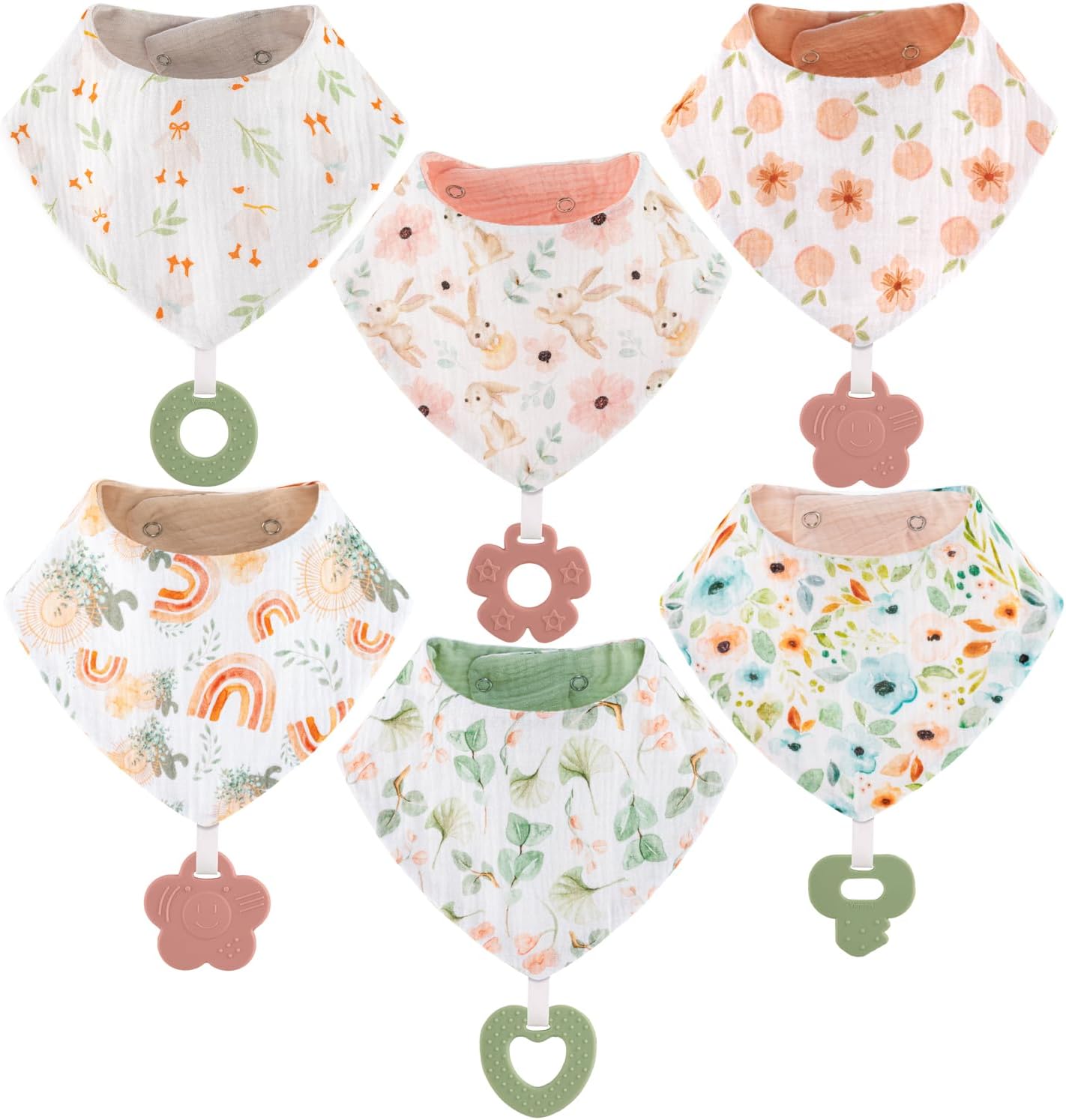 Organic Cotton Baby Bibs & Teething Toys Set