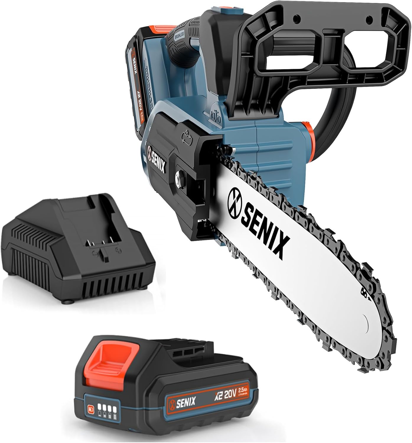 SENIX 20V 10in Battery Chainsaw for Pruning and Cutting Tasks