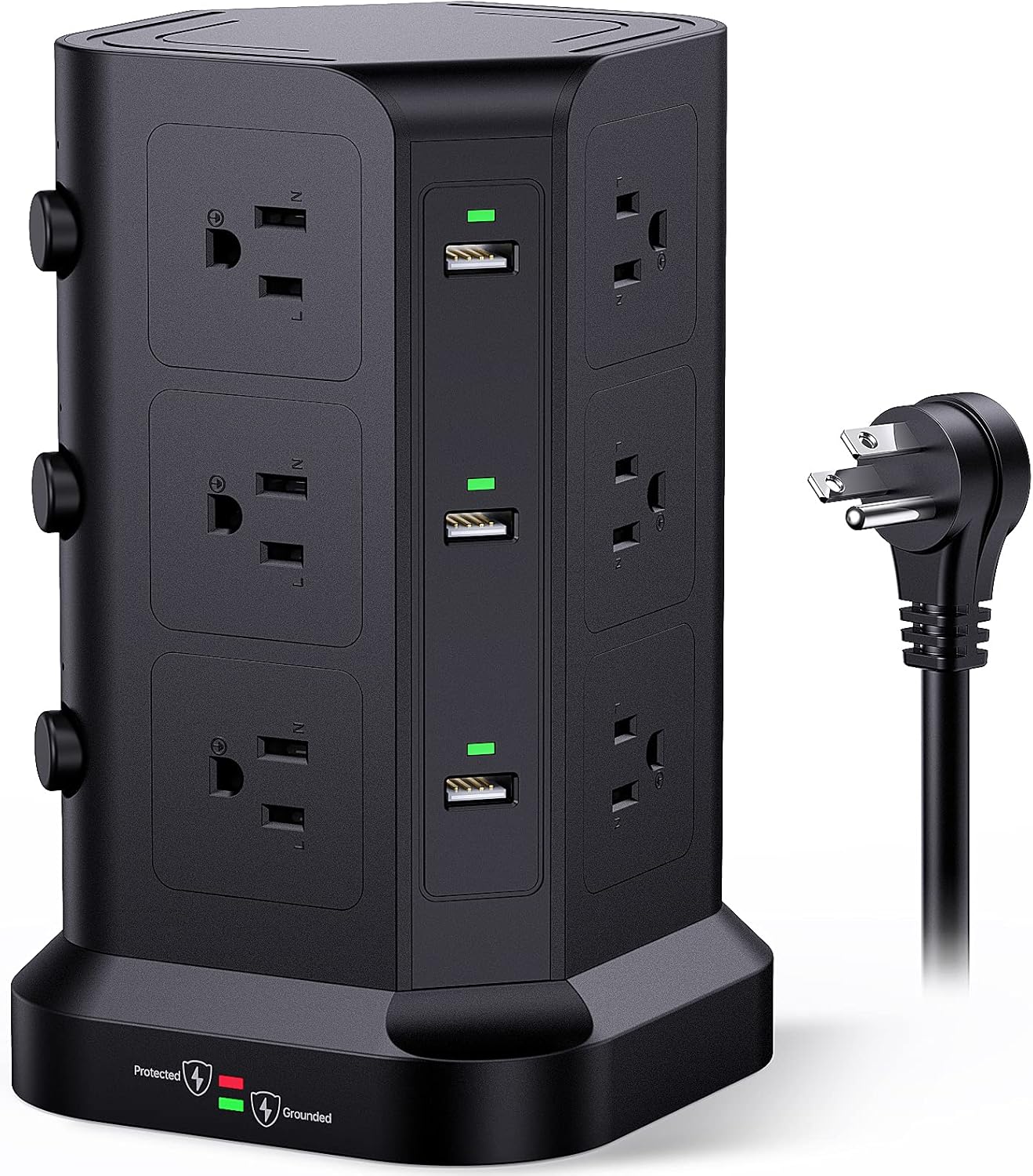 Power Strip Tower with 12 AC Outlets and 6 USB Ports for Home