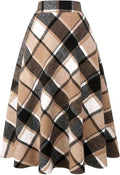 Womens Plaid Wool Skirts with Elastic Waist for Classic Style