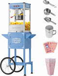 Popcorn Machine with Cart & Wheels - Commercial Home Movie Theater