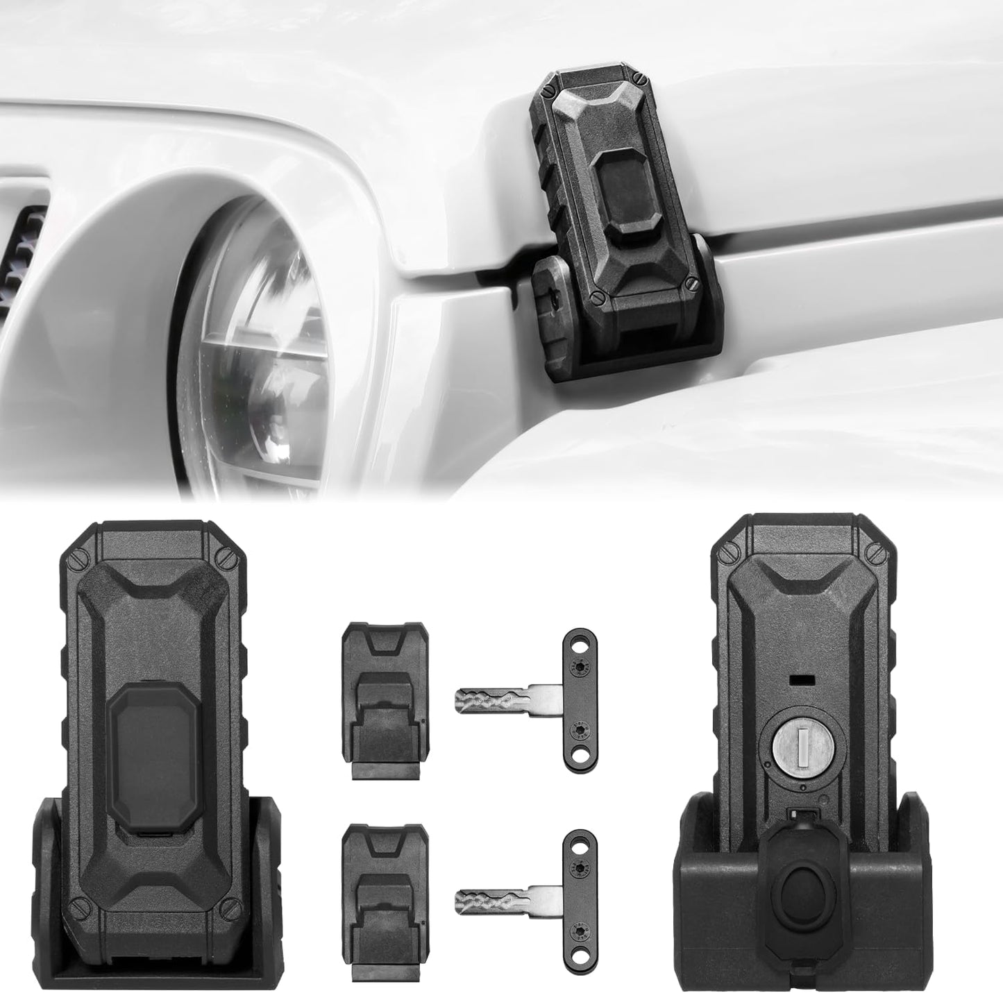 Locking Hood Latch with Keys for 2018-2025 Jeep Wrangler JL