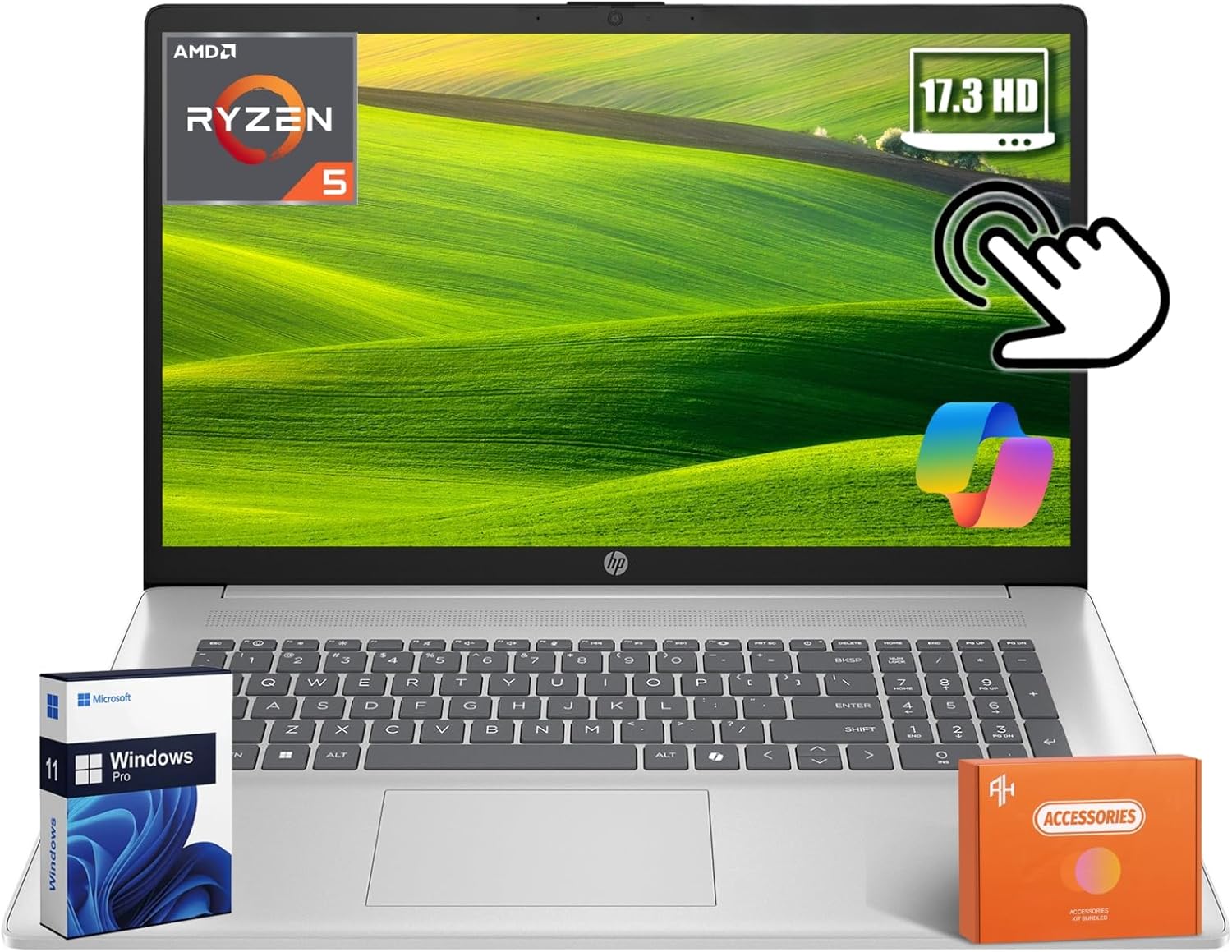 HP 17.3 inch Touchscreen Laptop with AMD Ryzen 5 Performance