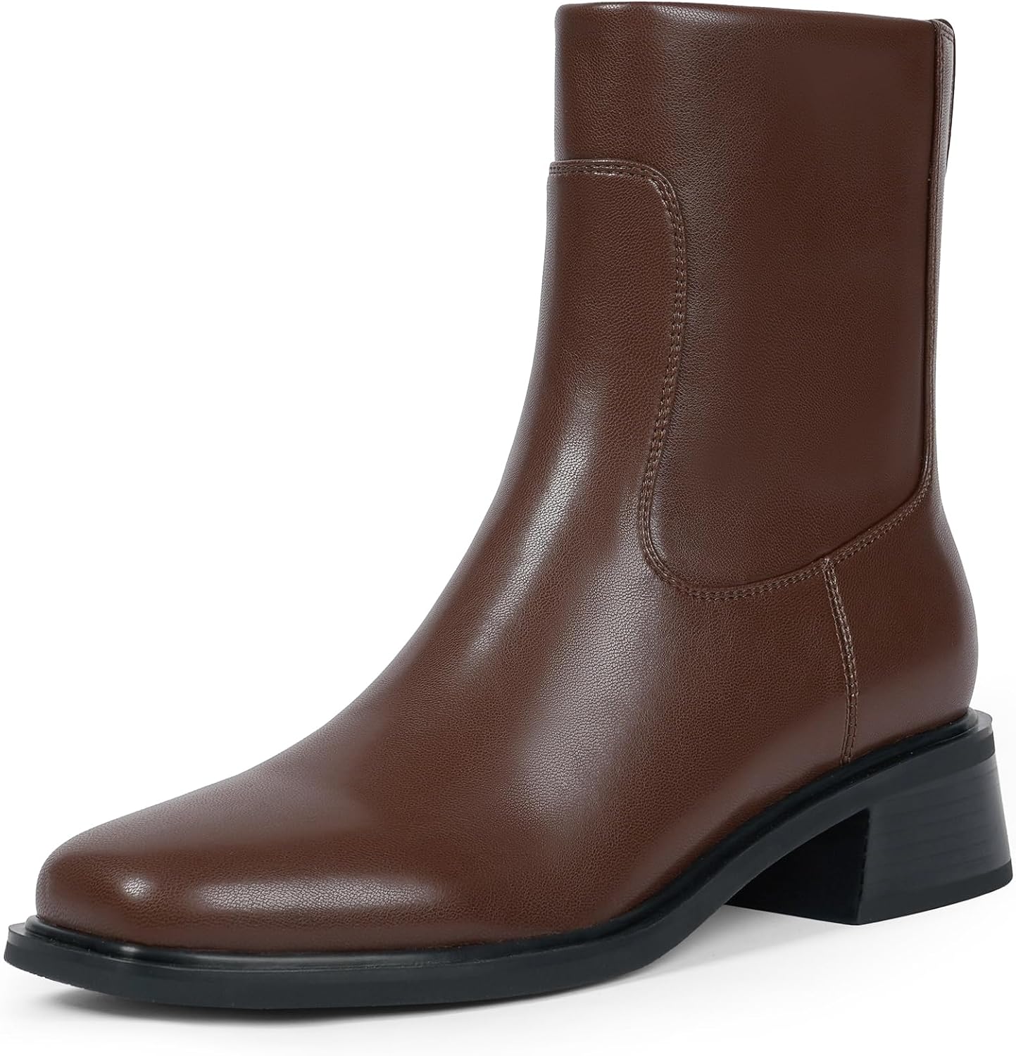 Ankle Boots for Women Low Heel Square Toe Chunky Booties
