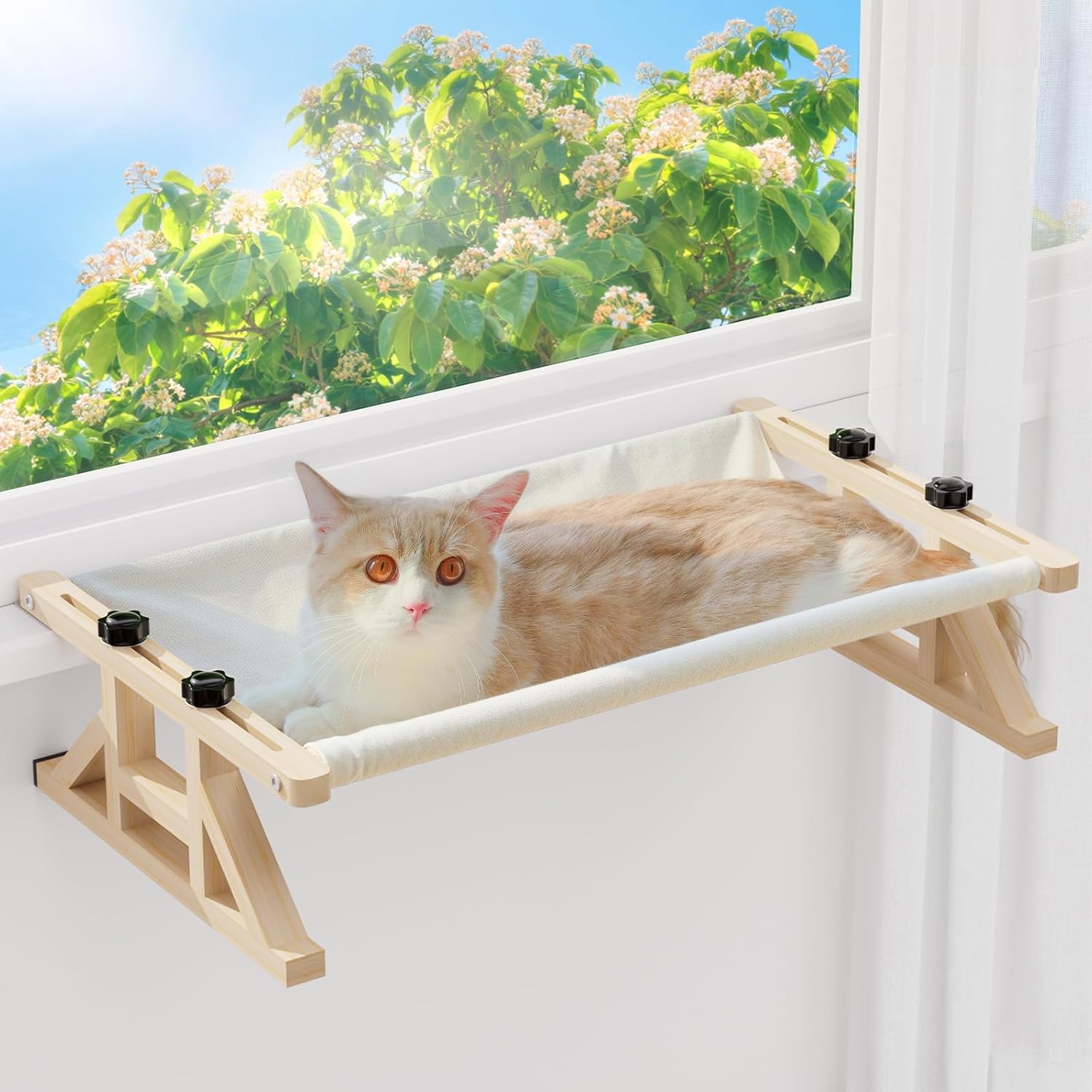 2-IN-1 Cat Window Perch & Elevated Hammock for Large Cats