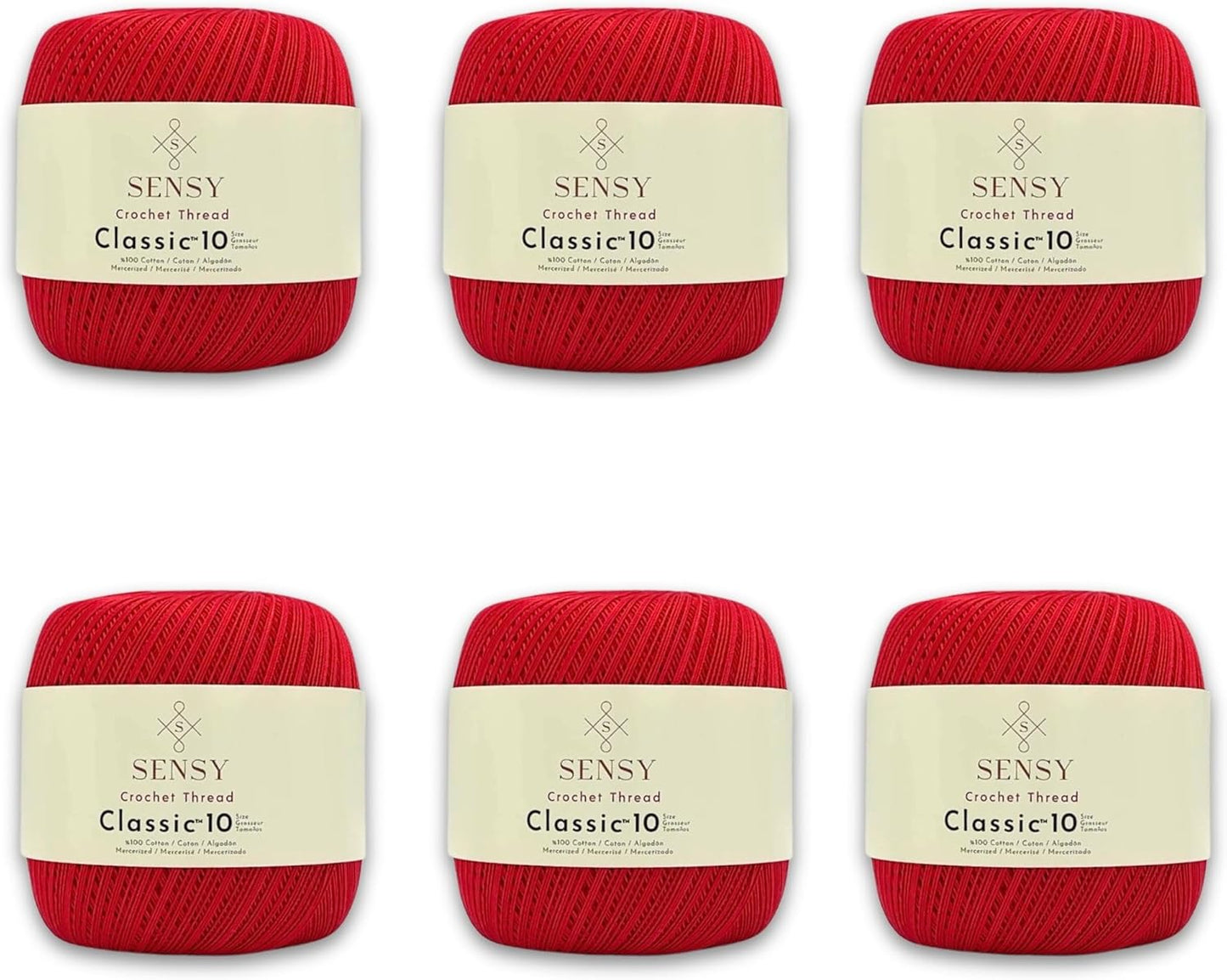 6 Skeins of Sensy Crochet Thread Classic Size 10 for Crafting