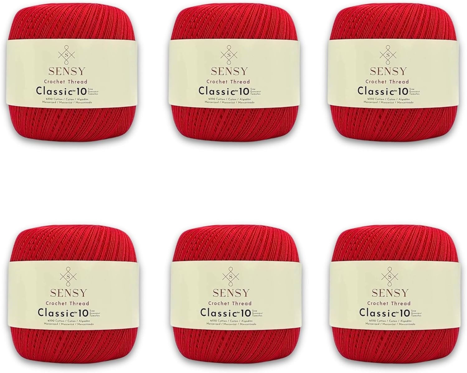 6 Skeins of Sensy Crochet Thread Classic Size 10 for Crafting