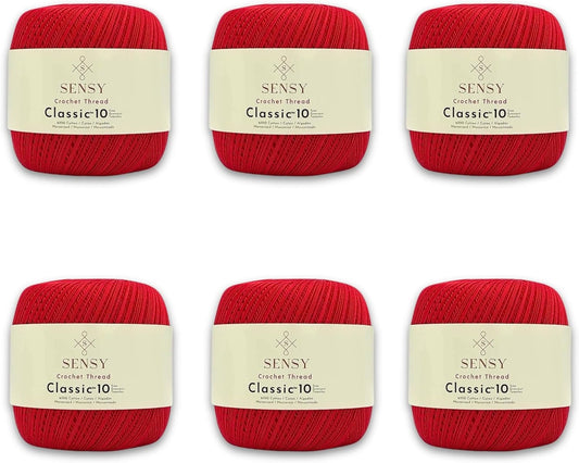 6 Skeins of Sensy Crochet Thread Classic Size 10 for Crafting