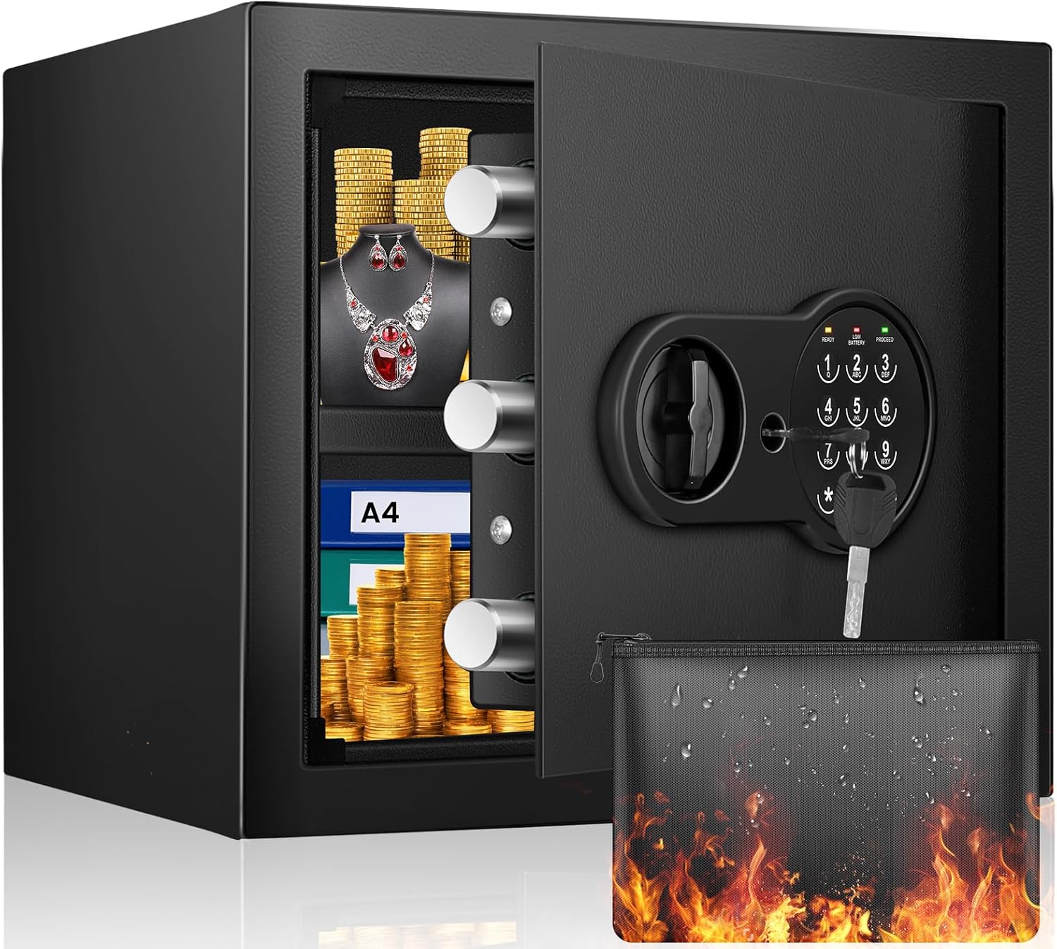 1.6 Cu Ft Fireproof Safe with Digital Keypad for Valuables