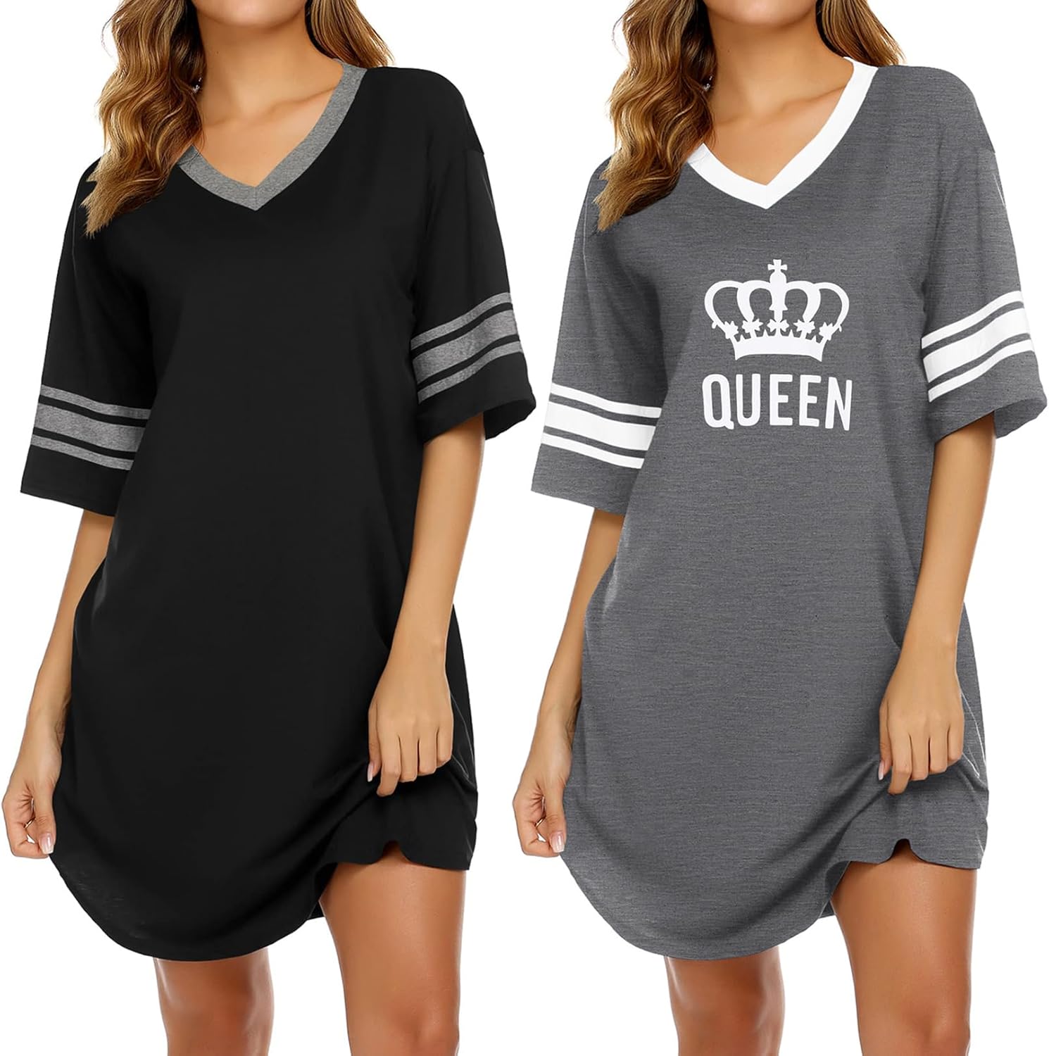 Ekouaer Nightgowns for Women - Comfortable Short Sleeve Sleepwear
