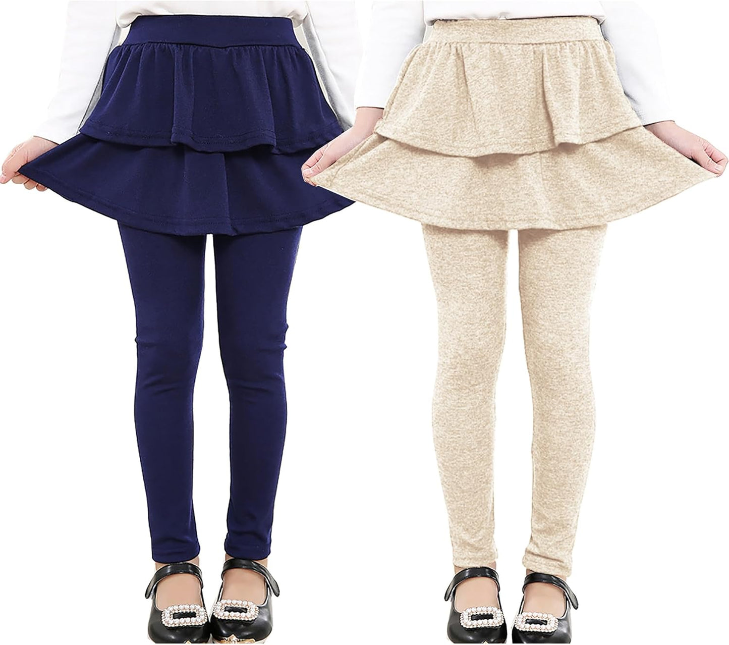 RieKet Girls School Uniform Pants with Skirt for Ages 2-14