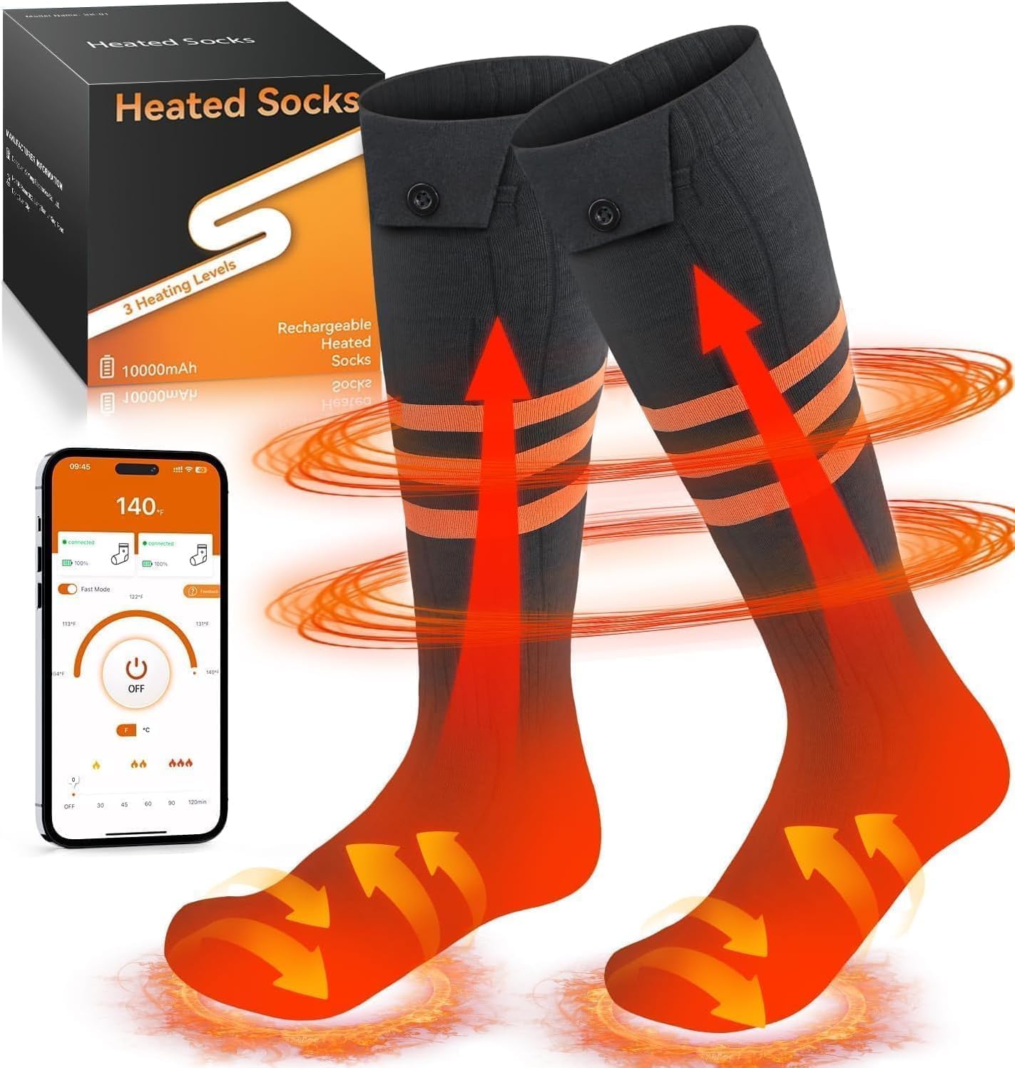 Heated Socks for Men Women with APP Control for Winter Warmth