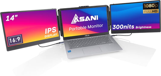 Asani 14 Tri-Screen Laptop Extender - Full HD Plug & Play