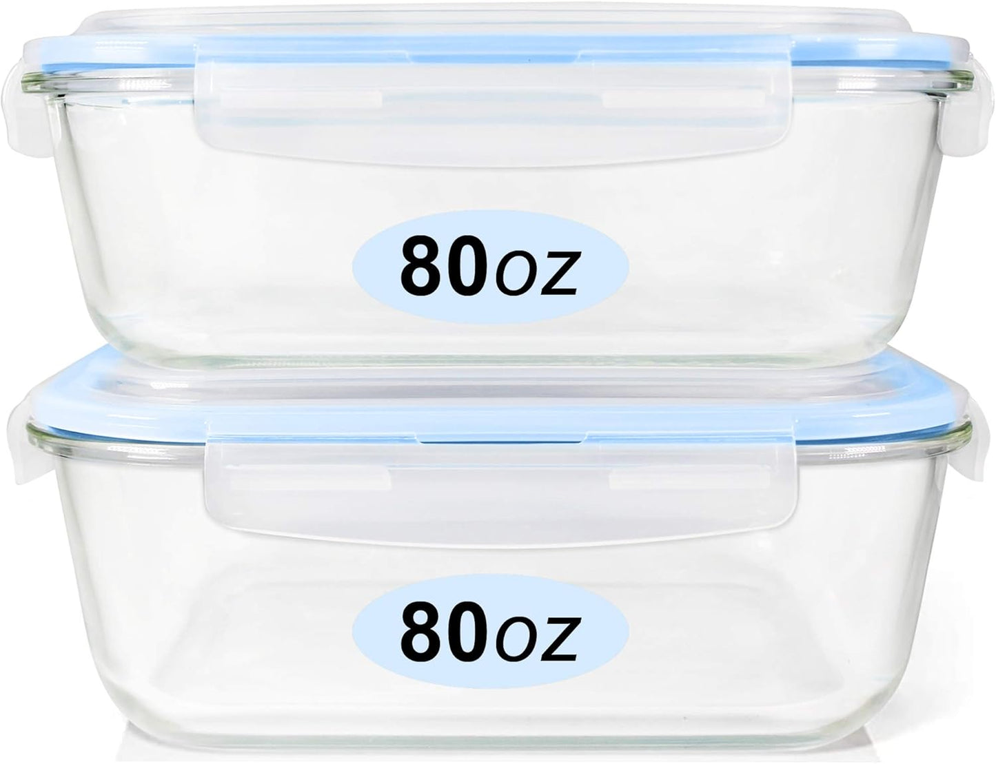 Large Glass Food Storage Containers Set with Leak Proof Lids