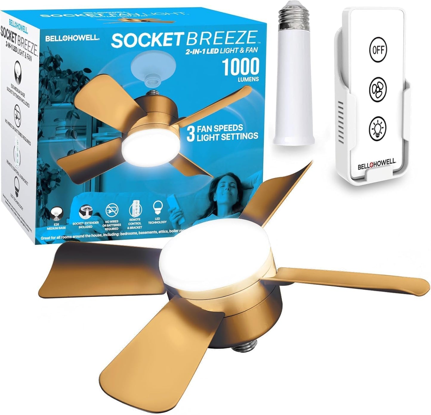 Socket Breeze Cool Light Deluxe Ceiling Fan with LED Lights