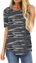 Summer Tops for Women Short Sleeve Side Split Casual Loose Tunic Top