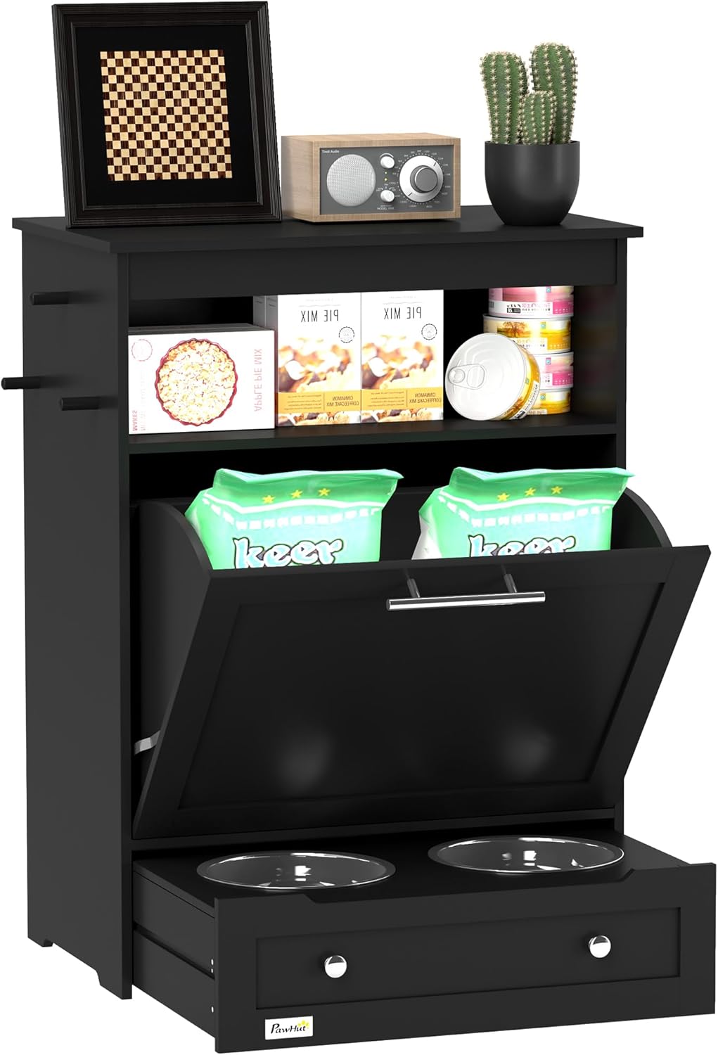 PawHut Dog Feeding Station with Storage Cabinet for Supplies