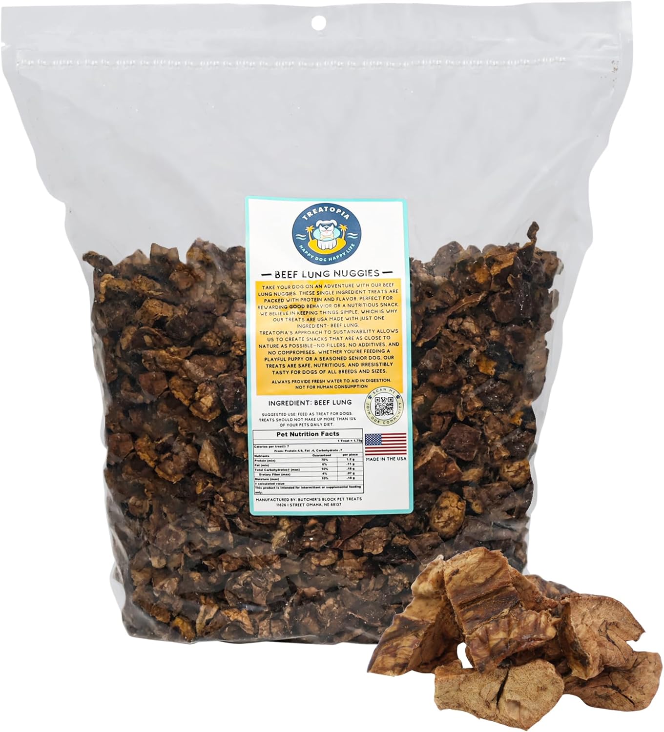 Beef Lung Nuggies Dog Treats - High Protein Crunchy Snacks