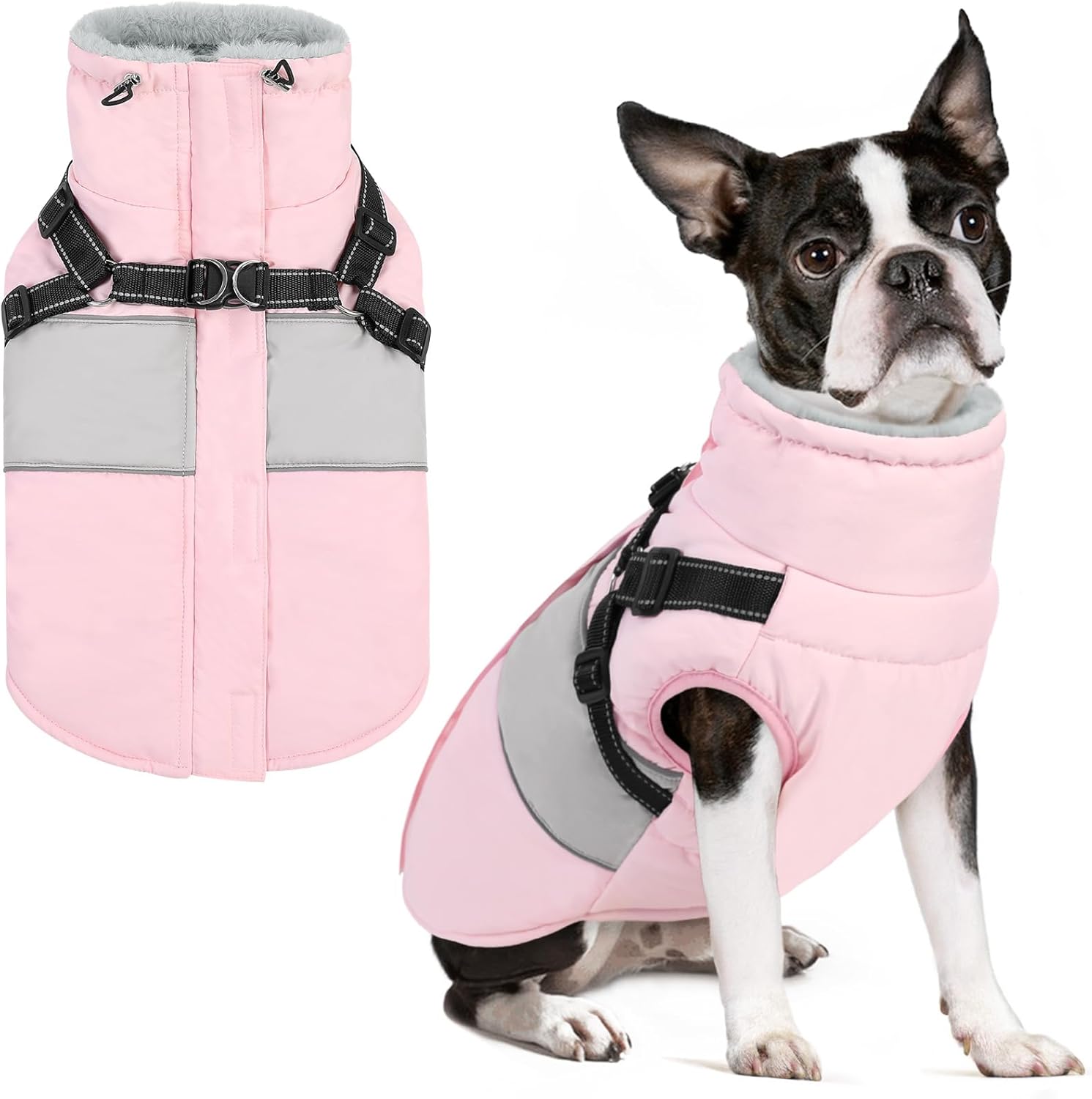 Waterproof Dog Winter Coat with Harness for Medium Breeds