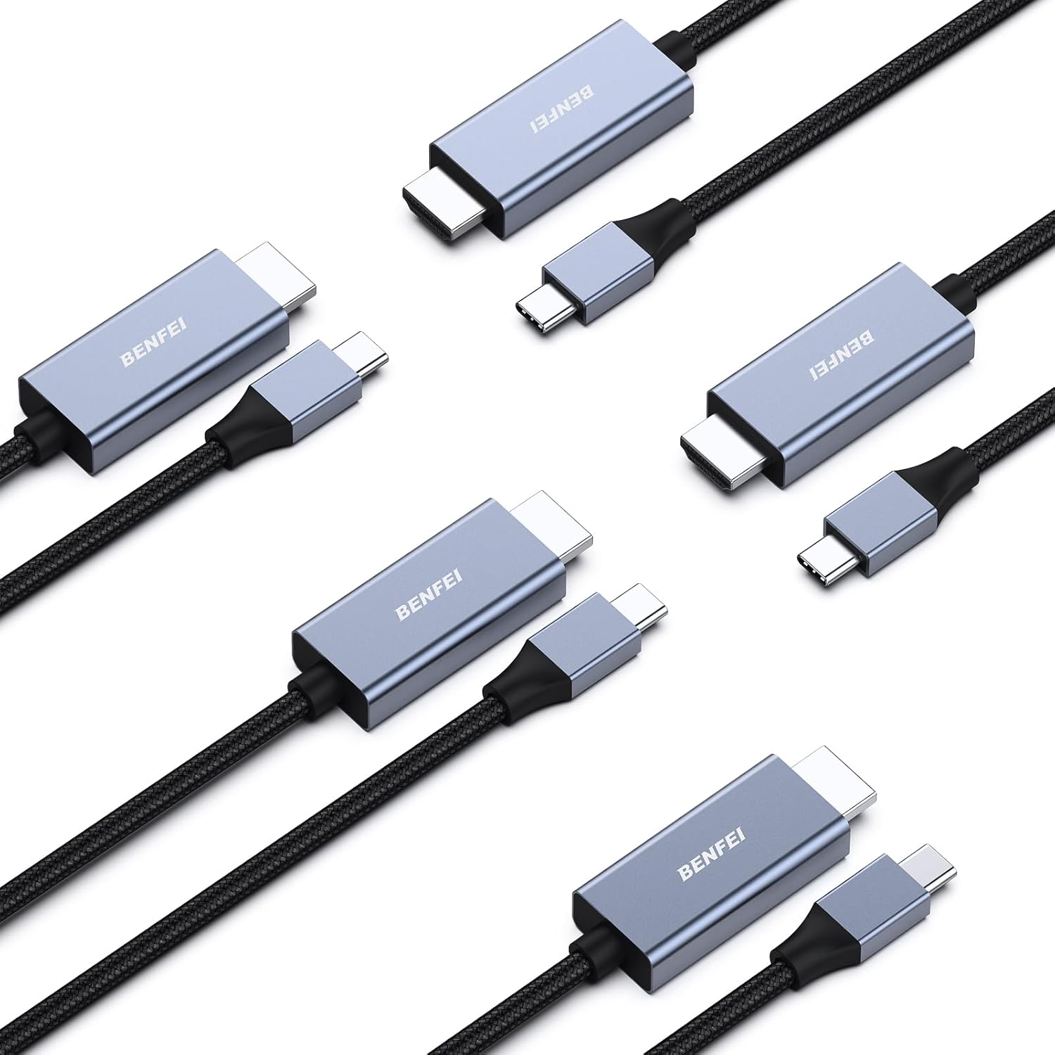 BENFEI 5 Pack USB C to HDMI 6 Feet Cable for 4K Streaming