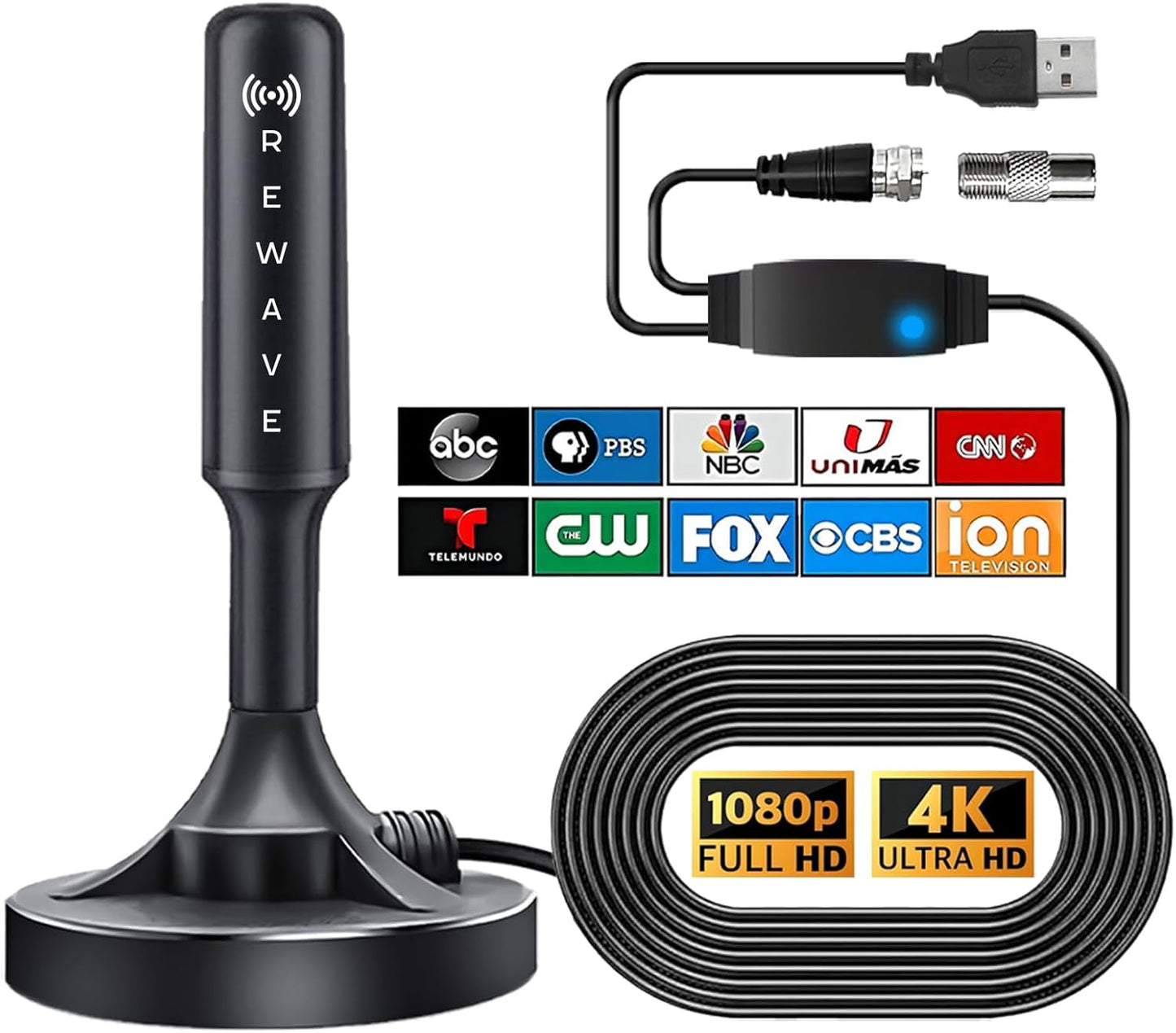 800-Mile Range HD Antenna by REWAVE