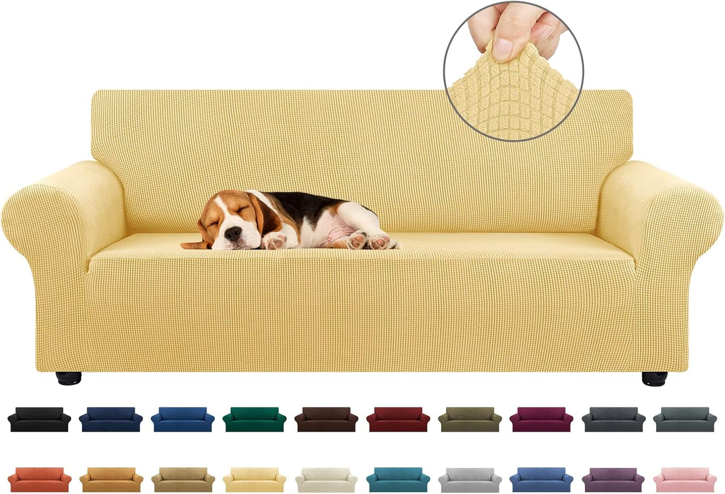 KEKUOU Stretch Sofa Cover Slipcover for 3 Cushion Couch Sofa
