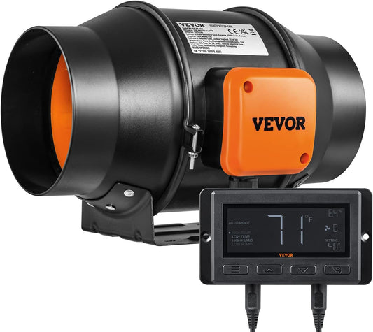 VEVOR Inline Duct Fan 6-Inch 402 CFM for Hydroponics and Cooling