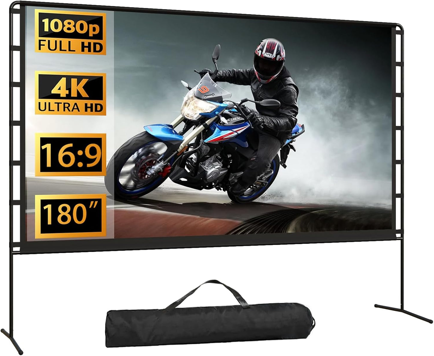 180 Inch Portable Projector Screen with Stand for Outdoor Movies