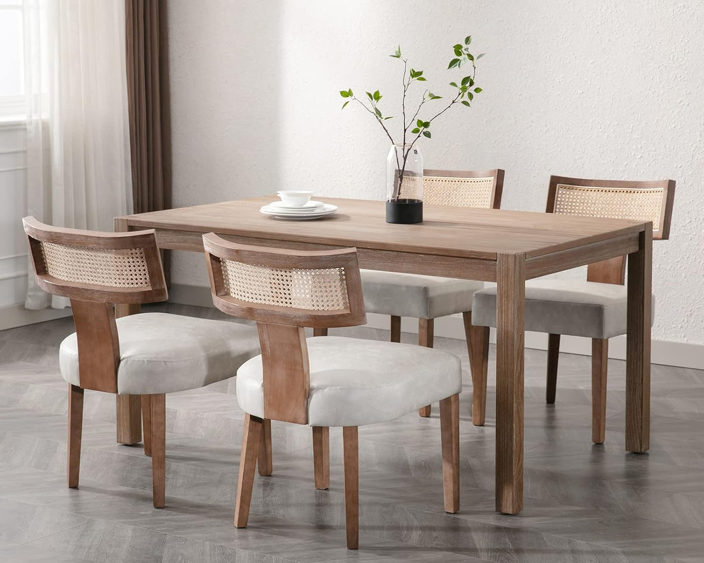 Mid Century Modern Rattan Dining Chairs Set of 4 for Chic Spaces